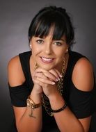 portrait of a pretty girl in photo studio