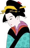 graphic image of a woman in japanese kimono