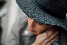 portrait of a girl in a black hat