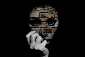 Clip Art of woman's face and bricks