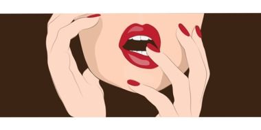 drawing of female lips with red lipstick