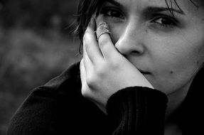 portrait of a young woman with sad eyes