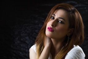 glamorous girl with bright lips