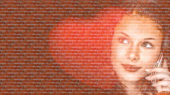 Woman Face and the wall with the heart