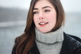 portrait of beautiful girl in winter