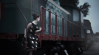 pin up girl on the train