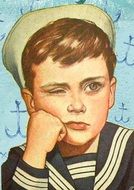 retro photo of a boy in a sailor suit