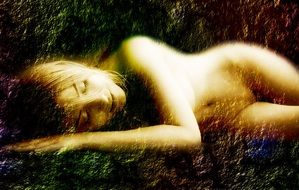 sleeping Nude Woman, digital art