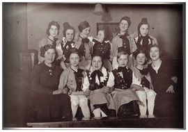 group of young girls posing indoor, Old Photo