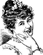 smiling Girl with Hand at face, vintage drawing