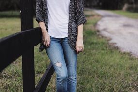 Girl in jeans and shirt