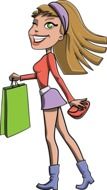 Girl with Shopping Bag drawing