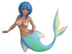 painted mermaid with blue hair