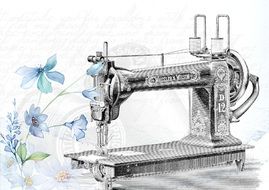 Vintage Sewing Machine, illustration