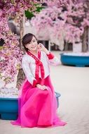 girl in national costume in Vietnam