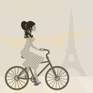 graphic image of a girl on a bicycle in paris