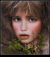 portrait of a beautiful girl with brown hair