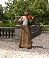 woman playing violin in the park