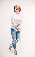 stylish woman in studio