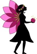 Silhouette of the fairy with purple wings clipart