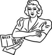 painted girl with bills in hand