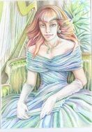 graphic portrait of a womanwith watercolor effect
