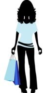 faceless woman with shopping bags, drawing