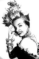 black and white portrait of singer Carmen Miranda