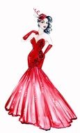 Retro Glamour girl drawing