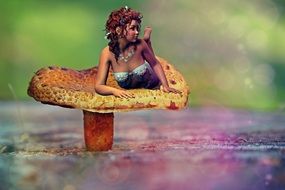 Fairy on mushroom clipart