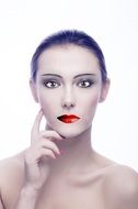 graphic portrait of a woman with colorful lips