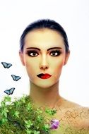 Woman and butterflies clipart