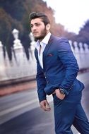 man in blue suit