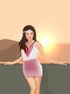 Landscape of Female at the sunset