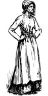 drawing of a victorian woman in a dress