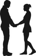 silhouette of a guy and a girl who hold hands