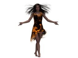 painted girl in a fire dress