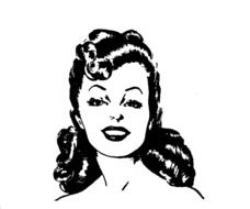 black and white drawing of a sexy retro woman