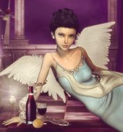 winged girl, render
