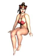 girl in a bathing suit and with horns
