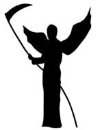 silhouette of an angel with a scythe