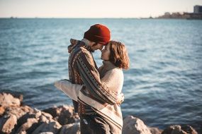 happy couple near the sea