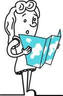 Girl Map Travel drawing