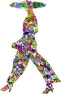 silhouette of a woman in a hat of colored triangles