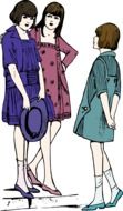 Three women dressed up in a dresses