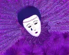 carnival mask with violet feathers as an illustration