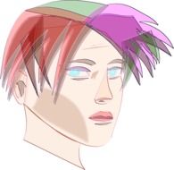Drawing of head with colorful hair