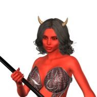 Devil girl on a white background