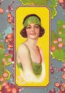 nice girl with green headband, Vintage Collage