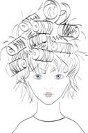 Curlers Girl Portrait drawing